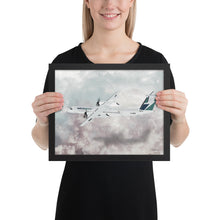 Load image into Gallery viewer, This beautiful WestJet livery Dash 8 Q400 will brighten up any space. Then design appeal would be a great gift for any aviation geek or aviation enthusiast. If you&#39;re looking to add a little flair to your room or office? Look no further. Aviation Art, Digital Art, Turbo Prop Aircraft Art.
