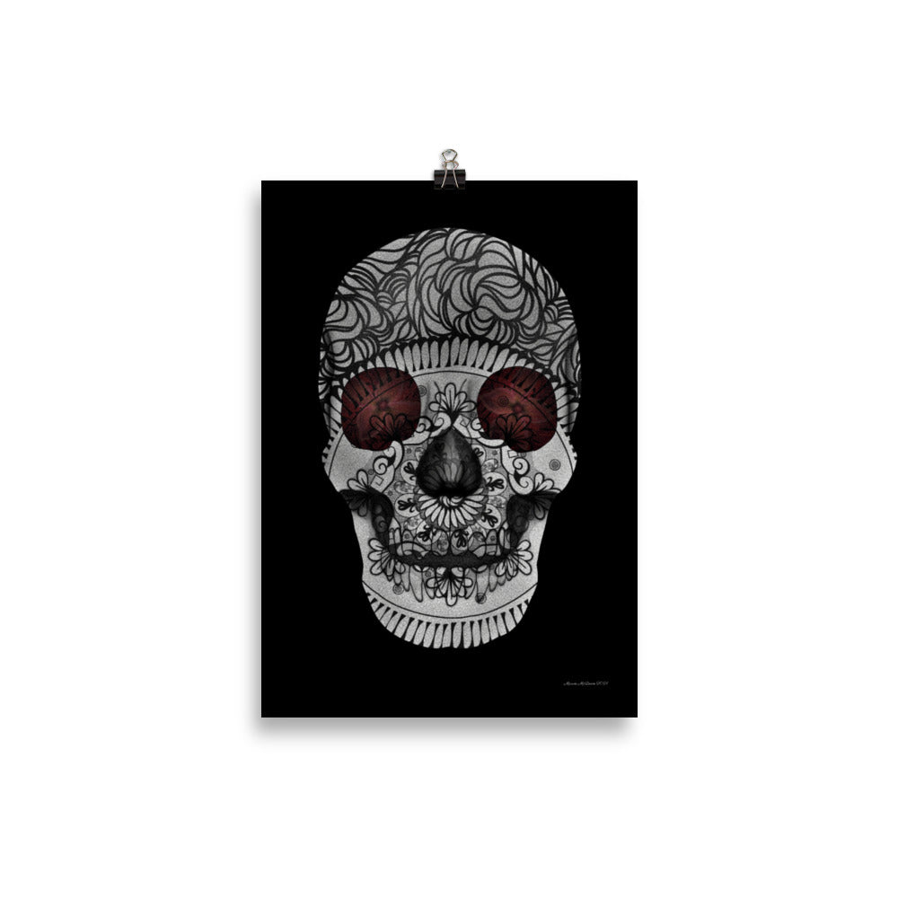 Candy Skull Art - Red Eyes - Frameless Poster