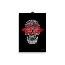 Load image into Gallery viewer, Candy Skull Art - Red Flowers - Frameless Poster
