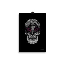 Load image into Gallery viewer, Candy Skull Art - Black Flowers - Frameless Poster
