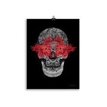 Load image into Gallery viewer, Candy Skull Art - Red Flowers - Frameless Poster
