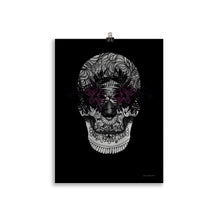 Load image into Gallery viewer, Candy Skull Art - Black Flowers - Frameless Poster
