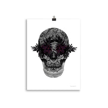 Load image into Gallery viewer, Candy Skull Art - Black Flowers - Frameless Poster
