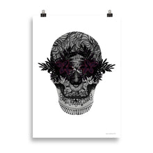 Load image into Gallery viewer, Candy Skull Art - Black Flowers - Frameless Poster
