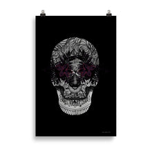 Load image into Gallery viewer, Candy Skull Art - Black Flowers - Frameless Poster
