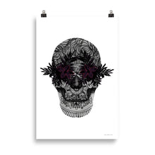 Load image into Gallery viewer, Candy Skull Art - Black Flowers - Frameless Poster
