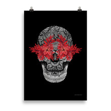 Load image into Gallery viewer, Candy Skull Art - Red Flowers - Frameless Poster
