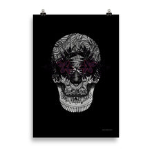 Load image into Gallery viewer, Candy Skull Art - Black Flowers - Frameless Poster
