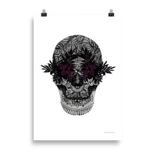 Load image into Gallery viewer, Candy Skull Art - Black Flowers - Frameless Poster
