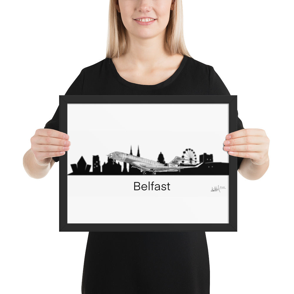 Global 7500 Flight Test Vehicle #1 - Belfast Cityscape - Black and White - Luster Paper