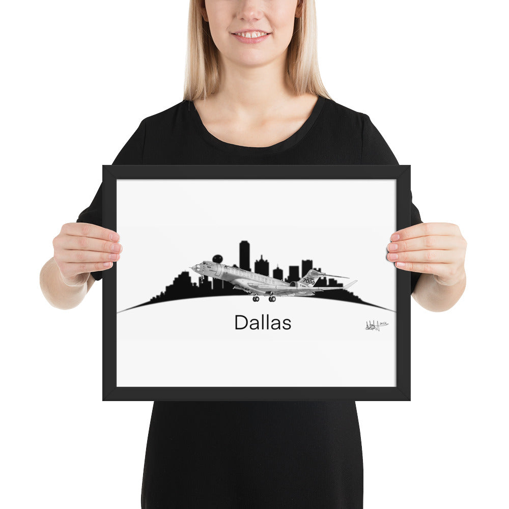 Global 7500 Flight Test Vehicle #1 - Dallas Cityscape - Black and White - Luster Paper