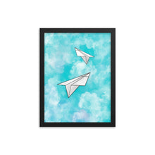 Load image into Gallery viewer, Paper Planes - Blue - Wooden Framed Poster
