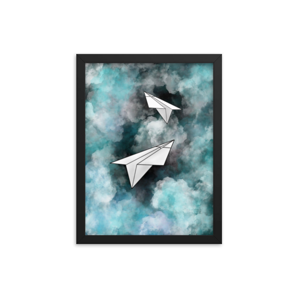 Paper Planes - Stormy Blue - Wooden Framed Poster