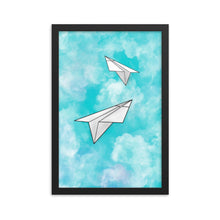 Load image into Gallery viewer, Paper Planes - Blue - Wooden Framed Poster
