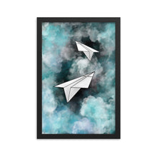 Load image into Gallery viewer, Paper Planes - Stormy Blue - Wooden Framed Poster
