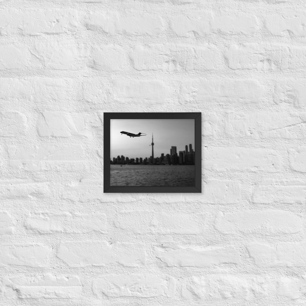 Global 7500 - Black And White Sunset Toronto - Luster Paper Framed Poster