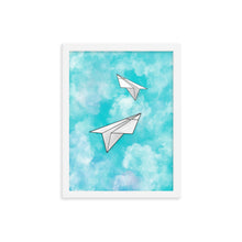 Load image into Gallery viewer, Paper Planes - Blue - Wooden Framed Poster
