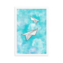 Load image into Gallery viewer, Paper Planes - Blue - Wooden Framed Poster
