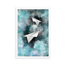 Load image into Gallery viewer, Paper Planes - Stormy Blue - Wooden Framed Poster
