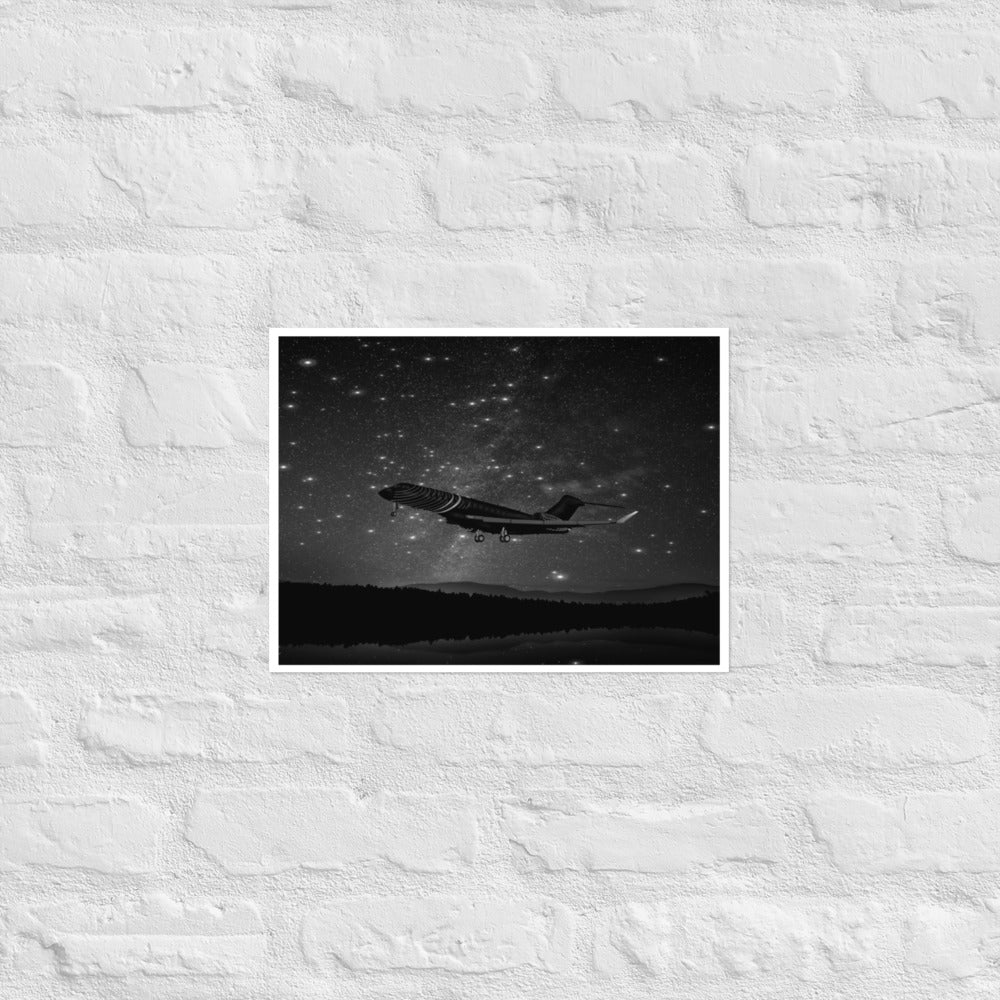 Global 7500 - Black And White Under The Stars - Frameless Poster