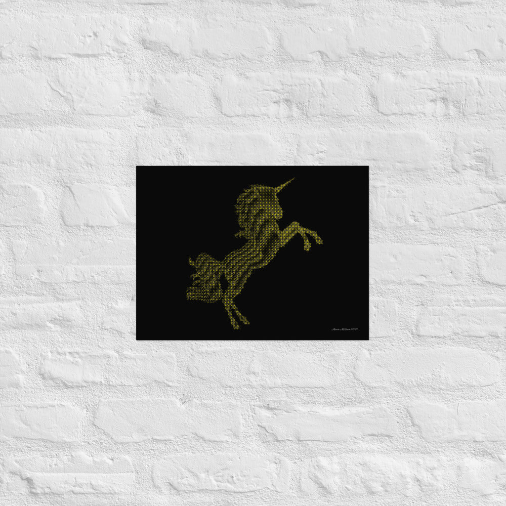 Golden Dots - Unicorn - Frameless Poster