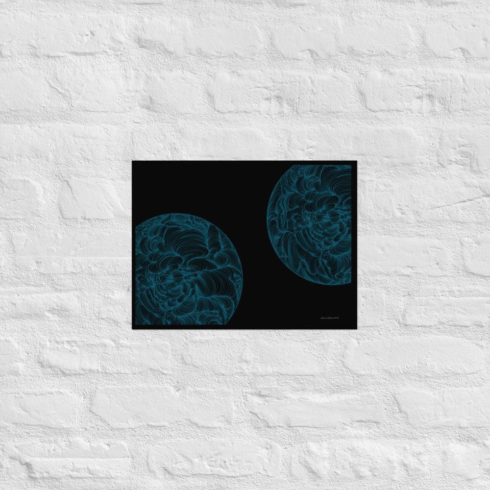 Blue Circular Curves Part 2 - Frameless Poster