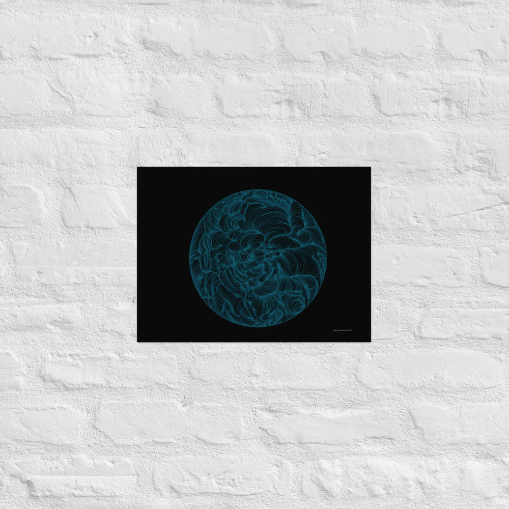 Blue Circular Curves - Frameless Poster