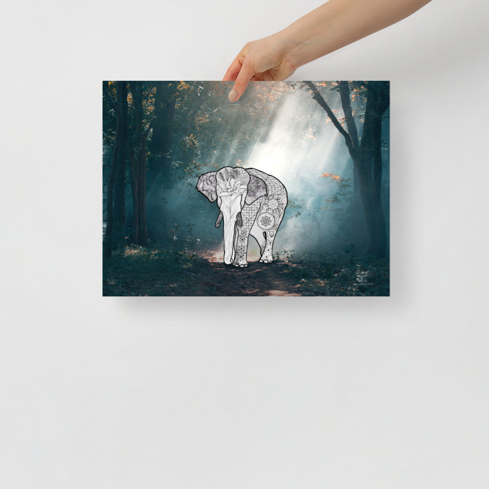 Elephant In the Forest (Mandala) - Frameless Poster