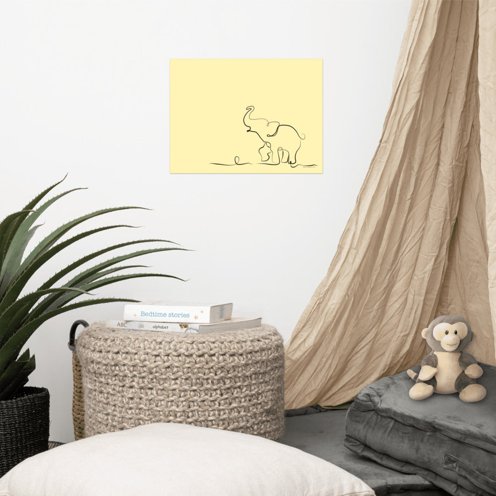 Elephant - Line Art (yellow) - Frameless Poster