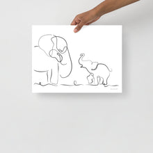 Load image into Gallery viewer, Mom and Baby Elephant - Line Art - Frameless Poster
