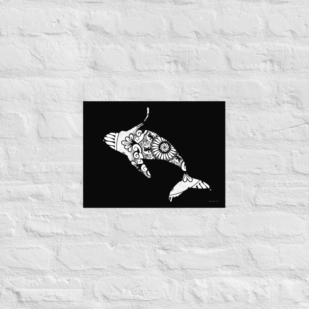 Mandala Whale - Frameless Poster