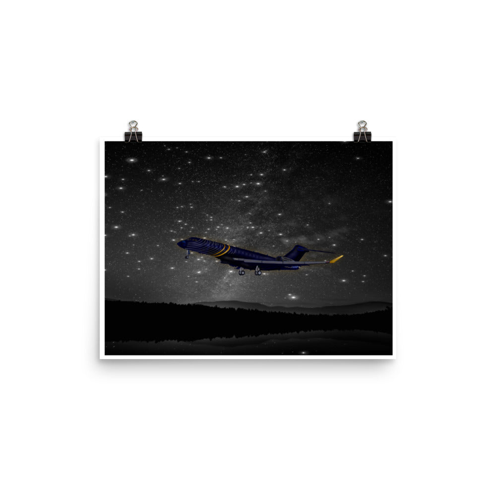 Global 7500 - Black And White Background - Frameless Poster