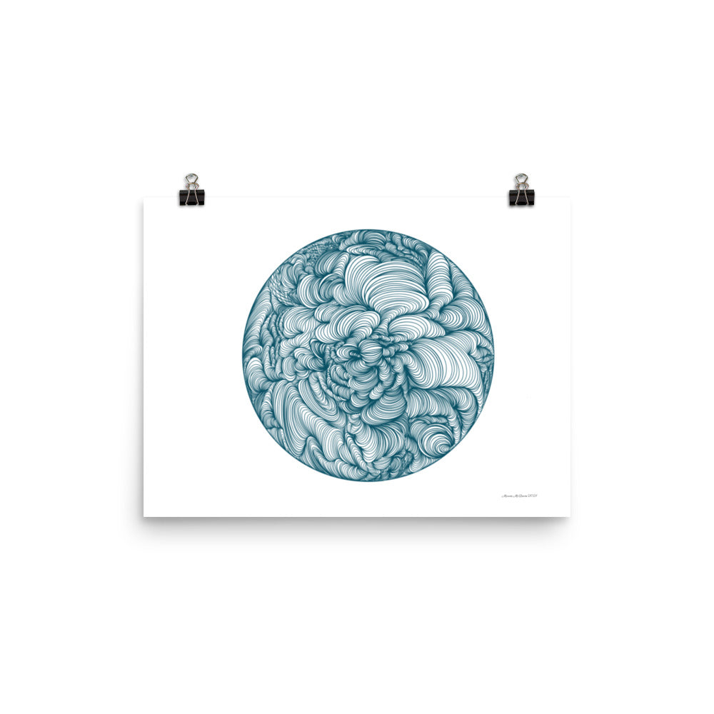 Blue Circular Curves - Frameless Poster