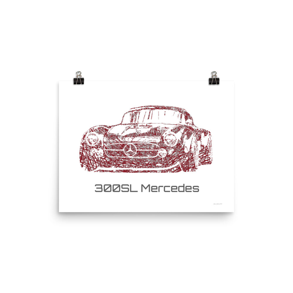 300SL Mercedes Graffiti Wall Art - Frameless Poster