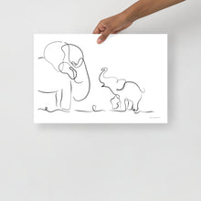 Load image into Gallery viewer, Mom and Baby Elephant - Line Art - Frameless Poster
