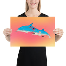 Load image into Gallery viewer, Dolphin Art (sunset) - Frameless Poster
