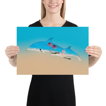 Load image into Gallery viewer, Dolphin Art (beach) - Frameless Poster
