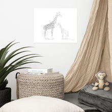 Load image into Gallery viewer, Mom and Baby Giraffe (black) - Line Art - Frameless Poster
