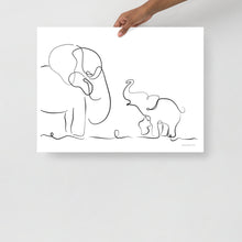 Load image into Gallery viewer, Mom and Baby Elephant - Line Art - Frameless Poster
