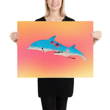 Load image into Gallery viewer, Dolphin Art (sunset) - Frameless Poster
