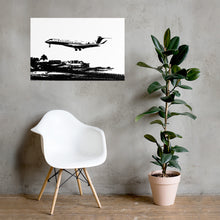 Load image into Gallery viewer, Global 7500 - Coming In for a Landing in Saint Martin (Black and White) - Photo Paper Frameless Poster
