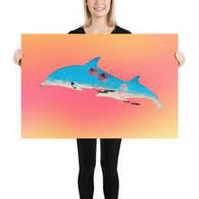 Load image into Gallery viewer, Dolphin Art (sunset) - Frameless Poster
