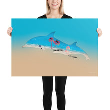 Load image into Gallery viewer, Dolphin Art (beach) - Frameless Poster
