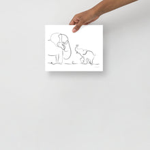 Load image into Gallery viewer, Mom and Baby Elephant - Line Art - Frameless Poster
