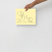 Load image into Gallery viewer, Mom and Baby Elephant - Line Art (yellow) - Frameless Poster
