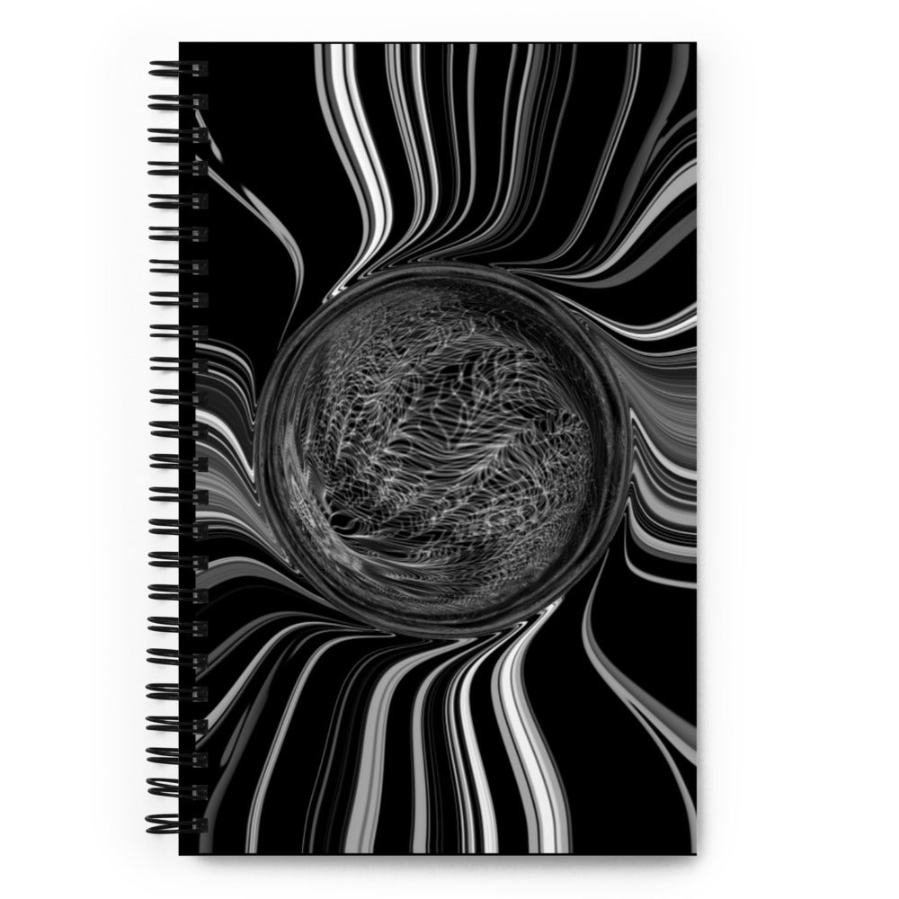 Black/Silver Globe - Spiral Paper Cover Notebook 42