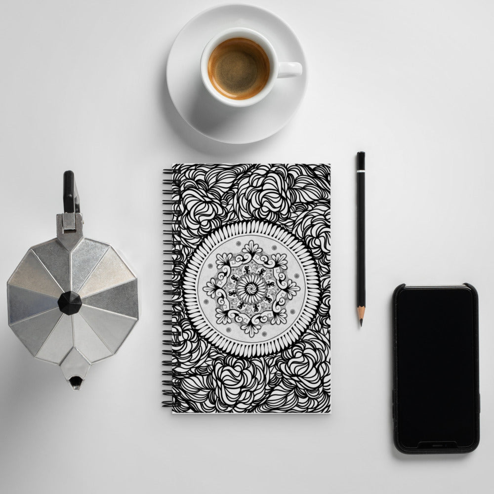 Curves and Mandala - Spiral Paper Cover Notebook 44